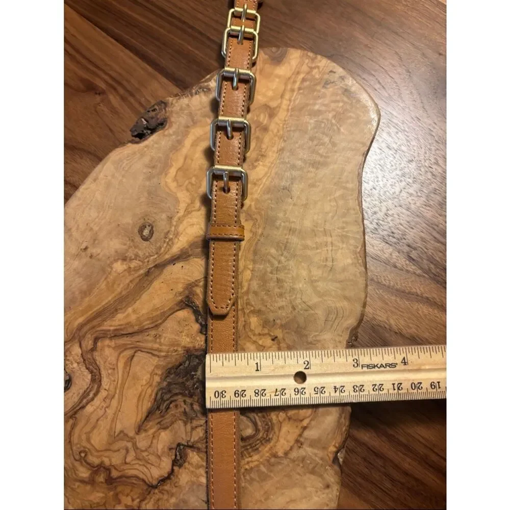 J. Crew Vintage Funky Brown Leather Buckle Belt - L - Picture 7 of 7
